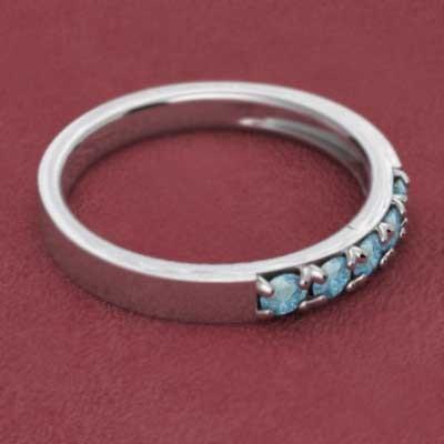 エタニティ ブルートパーズ リング ハーフエタニティリング k10ホワイトゴールド 11月の誕生石の画像