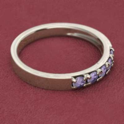 2月の誕生石 リング エタニティ アメジスト(紫水晶) ハーフエタニティリング イエローゴールドk10の画像