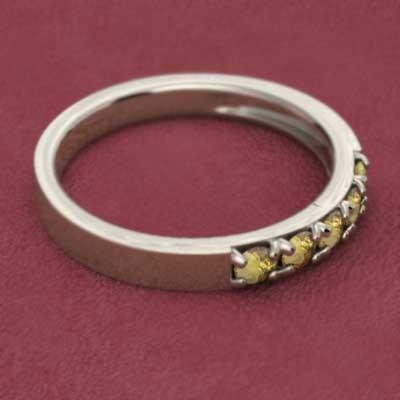 (黄水晶)シトリン 10金イエローゴールド ハーフエタニティリング 指輪 11月の誕生石 エタニティの画像