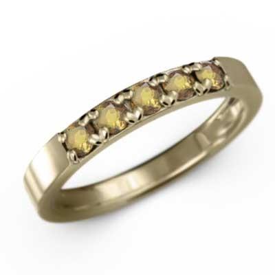 (黄水晶)シトリン 10金イエローゴールド ハーフエタニティリング 指輪 11月の誕生石 エタニティの画像