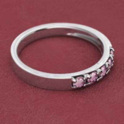 k18ホワイトゴールド ハーフエタニティリング ピンクトルマリン エタニティ リング 10月の誕生石の画像
