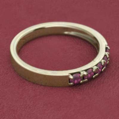 エタニティ ルビー 18金イエローゴールド ハーフエタニティリング 7月誕生石 リングの画像