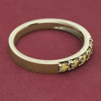 リング シトリン(黄水晶) 11月の誕生石 k18イエローゴールド エタニティ ハーフエタニティリングの画像