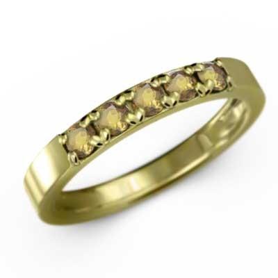 リング シトリン(黄水晶) 11月の誕生石 k18イエローゴールド エタニティ ハーフエタニティリングの画像