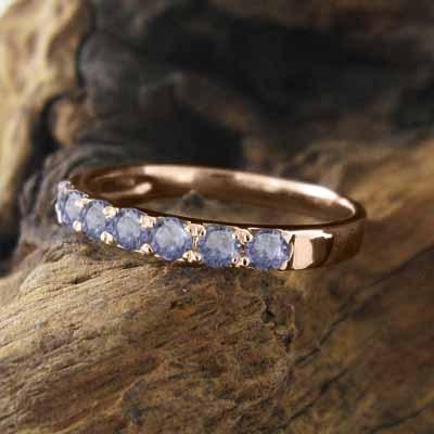リング k10ピンクゴールド 12月誕生石 ハーフエタニティリング タンザナイトの画像