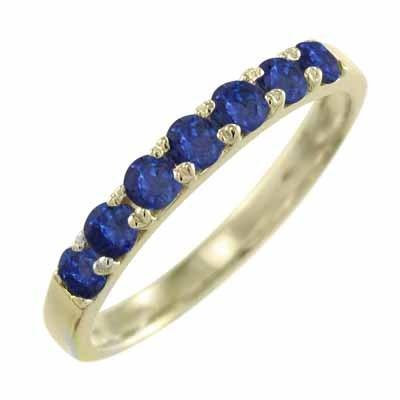 ハーフエタニティリング サファイア(青) k10イエローゴールド 9月誕生石 リングの画像
