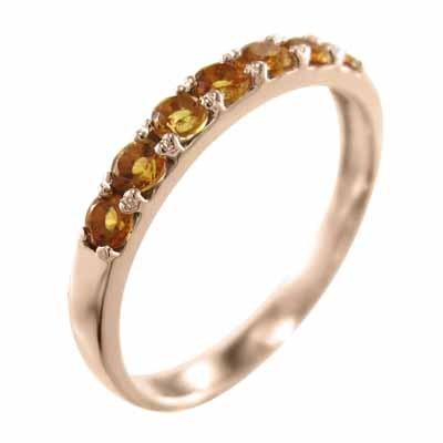 ハーフエタニティリング 11月の誕生石 (黄水晶)シトリン 18金ピンクゴールド 指輪の画像