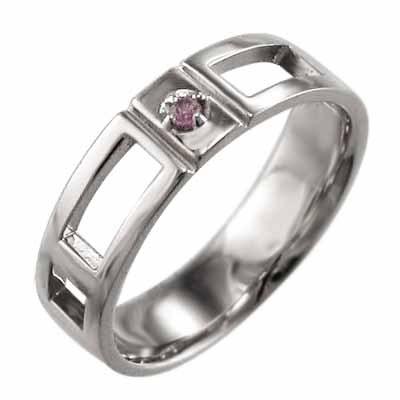 リング 一粒石 ピンクトルマリン k10ホワイトゴールド