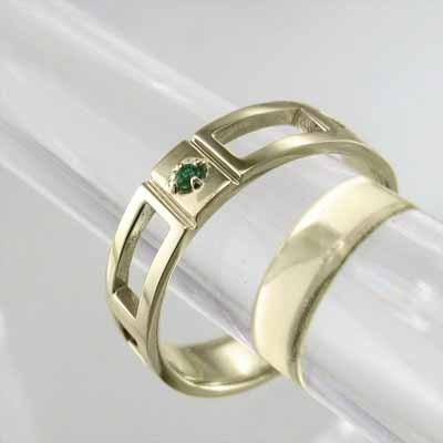 エメラルド 指輪 10金イエローゴールド 一粒石 5月誕生石の画像