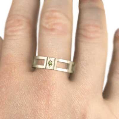 8月の誕生石 ペリドット k10イエローゴールド 一粒石 リングの画像