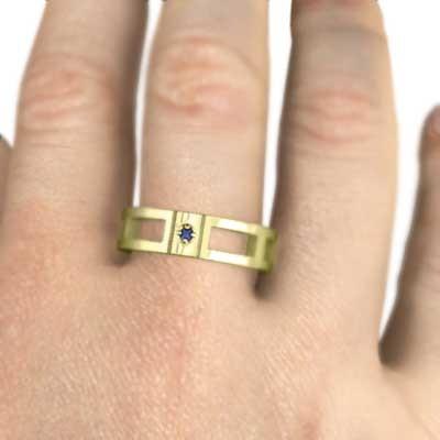 サファイア(青) 9月の誕生石 一粒石 18金イエローゴールド リングの画像