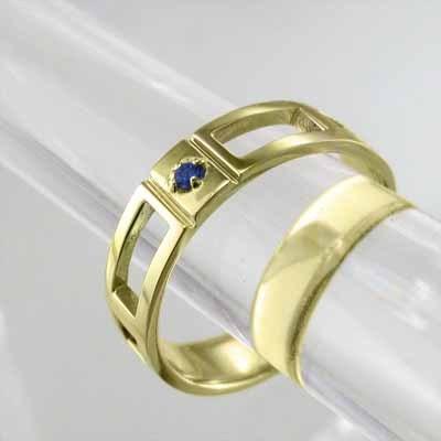 K18 サファイア リング 9月の誕生石 一粒石の画像