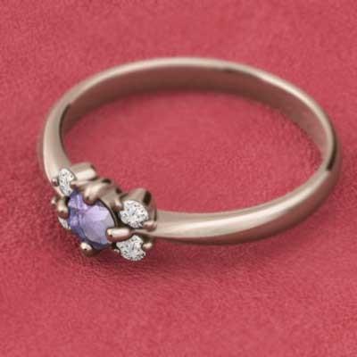 ファイブストーン リング 2月の誕生石 k10ピンクゴールド アメシストの画像