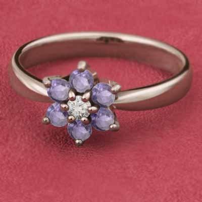 フラワー リング アメジスト(紫水晶) 2月誕生石 k10ピンクゴールドの画像