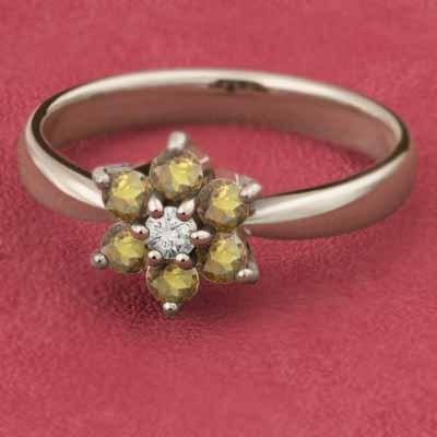 リング (黄水晶)シトリン フラワー 11月誕生石 k10イエローゴールドの画像