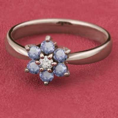 フラワー k18ピンクゴールド リング 12月の誕生石 タンザナイトの画像