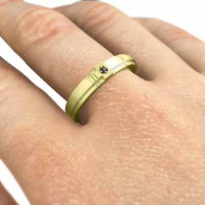 指輪 一粒石 クロス 2月誕生石 18金イエローゴールド アメシスト(紫水晶)の画像