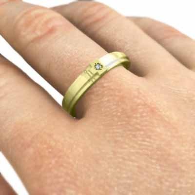 指輪 3月誕生石 一粒石 クロス k18イエローゴールド アクアマリンの画像