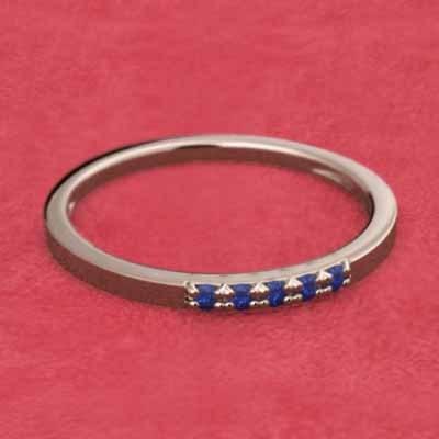 k10ピンクゴールド エタニティ ファイブストーン 9月の誕生石 リング サファイア(青)の画像