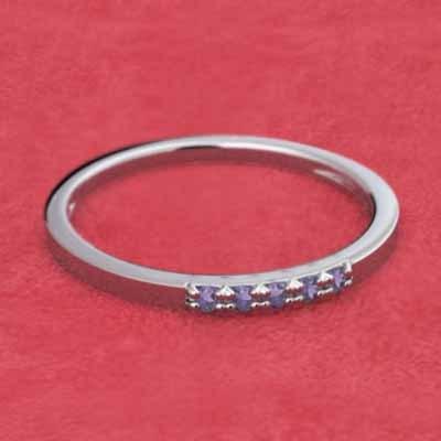 アメジスト(紫水晶) 指輪 k10ホワイトゴールド ファイブストーン エタニティ 2月誕生石の画像