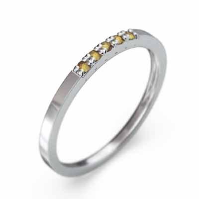 ファイブストーン エタニティ (黄水晶)シトリン リング 11月誕生石 18金ホワイトゴールドの画像