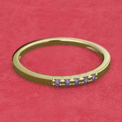 リング ファイブストーン アメシスト(紫水晶) 18金イエローゴールド エタニティ 2月の誕生石の画像