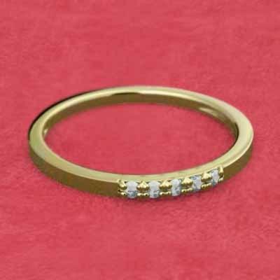 指輪 3月の誕生石 アクアマリン ファイブストーン 18金イエローゴールド エタニティの画像