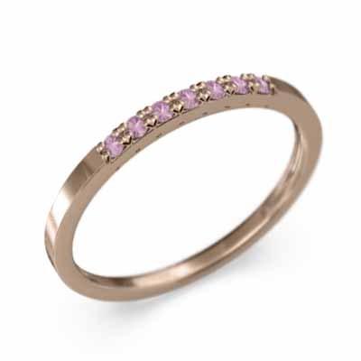9月の誕生石 リング k10ピンクゴールド スレンダー ハーフエタニティリング ピンクサファイアの画像