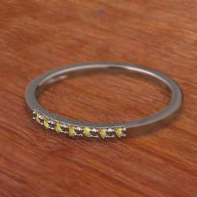11月誕生石 ハーフエタニティリング 指輪 シトリン(黄水晶) スレンダー k10ピンクゴールドの画像