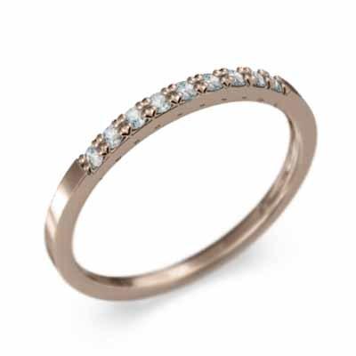 k10ピンクゴールド ハーフエタニティリング リング アクアマリン 3月の誕生石 スレンダーの画像