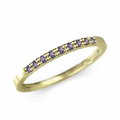 18金イエローゴールド ハーフエタニティリング スレンダー 2月誕生石 リング アメシスト(紫水晶)の画像