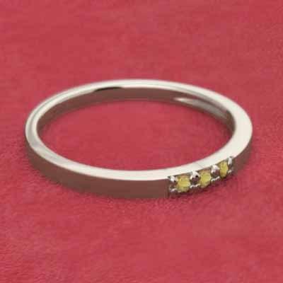 リング スリーストーン (黄水晶)シトリン 11月誕生石 10金イエローゴールド スレンダーの画像