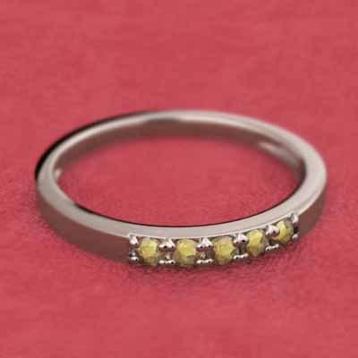 シトリン(黄水晶) 11月誕生石 エタニティ ファイブストーン k10ピンクゴールド 指輪の画像