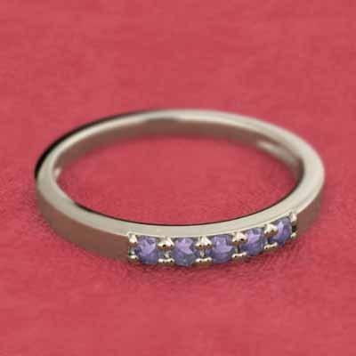 ファイブストーン 2月の誕生石 指輪 k10 アメジスト エタニティの画像