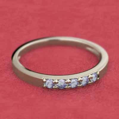 エタニティ リング k10イエローゴールド 12月誕生石 タンザナイト ファイブストーンの画像