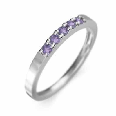 リング 2月の誕生石 Pt900 アメジスト(紫水晶) エタニティ ファイブストーンの画像