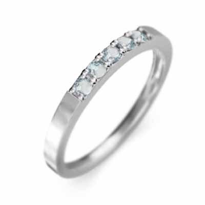アクアマリン 指輪 白金（プラチナ）900 ファイブストーン 3月の誕生石 エタニティの画像