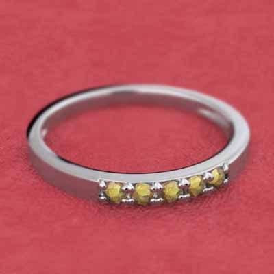 ファイブストーン シトリン(黄水晶) プラチナ900 指輪 エタニティ 11月誕生石の画像