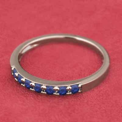 18金ピンクゴールド サファイヤ スレンダー 指輪 ハーフエタニティリング 9月の誕生石の画像