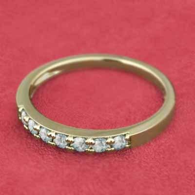 ハーフエタニティリング スレンダー 3月の誕生石 リング K18 アクアマリンの画像