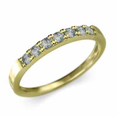 ハーフエタニティリング スレンダー 3月の誕生石 リング K18 アクアマリンの画像