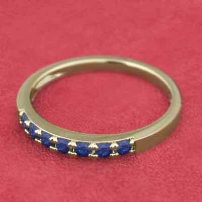 ハーフエタニティリング サファイア(青) 18金イエローゴールド 9月の誕生石 リング スレンダーの画像