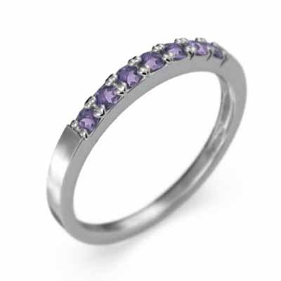 白金（プラチナ）900 スレンダー ハーフエタニティリング アメシスト(紫水晶) 2月誕生石 リングの画像