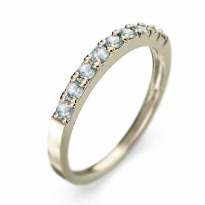 新しいコレクション k10 平打ち 指輪 ハーフ エタニティリング アクアマリン 3月の誕生石 幅約2mmリング 少し細め 指輪