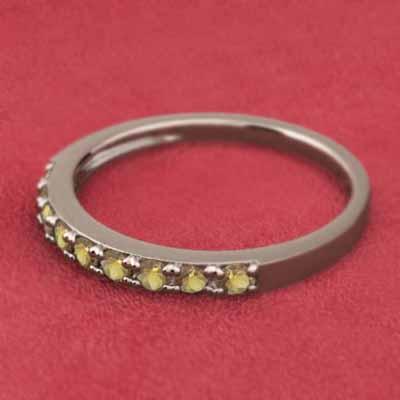 ハーフエタニティリング スレンダー 11月誕生石 k18ピンクゴールド (黄水晶)シトリン リングの画像