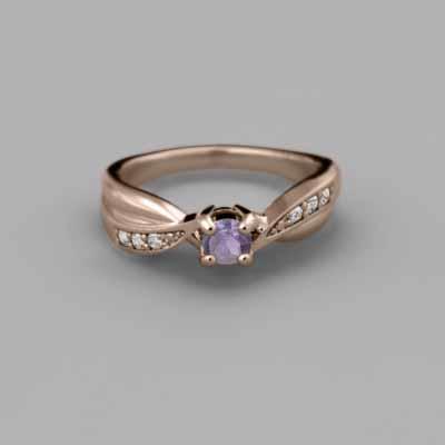 アメシスト(紫水晶) リング 2月誕生石 k10ピンクゴールドの画像
