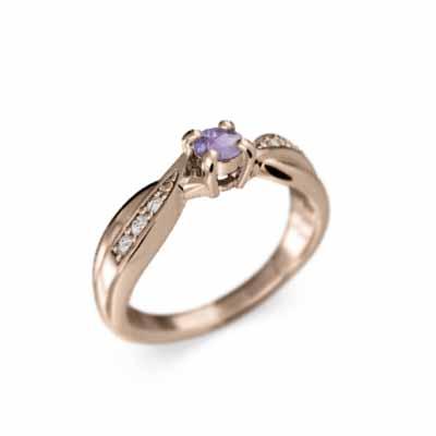 アメシスト(紫水晶) リング 2月誕生石 k10ピンクゴールドの画像