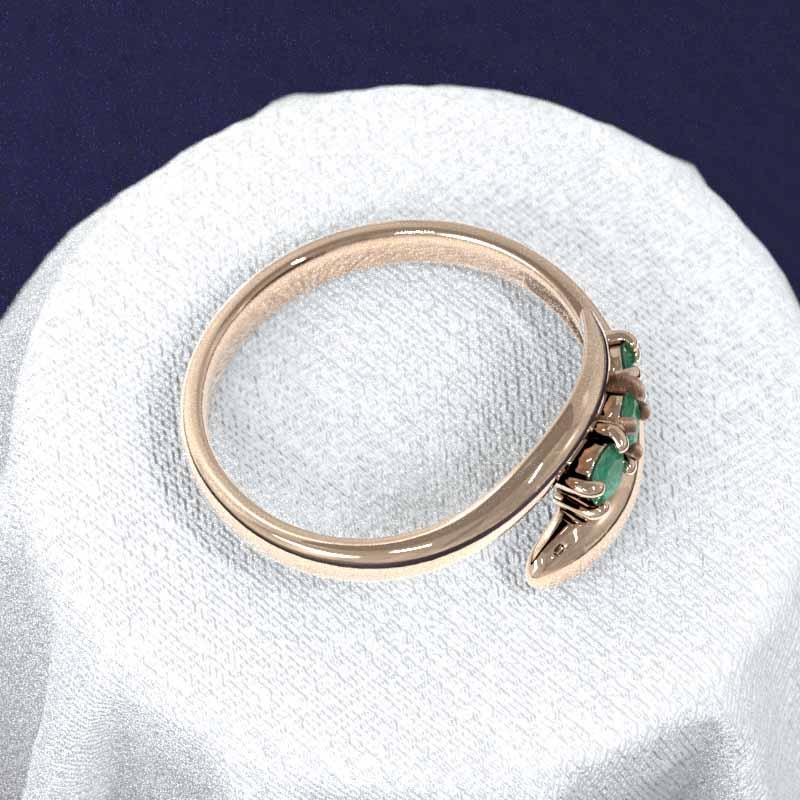 エメラルド 5月の誕生石 リング スリーストーン ピンクゴールドk18 蛇の画像