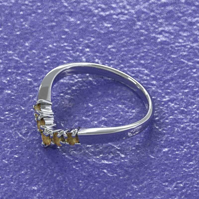 ファイブストーン 白金（プラチナ）900 (黄水晶)シトリン 11月誕生石 リングの画像