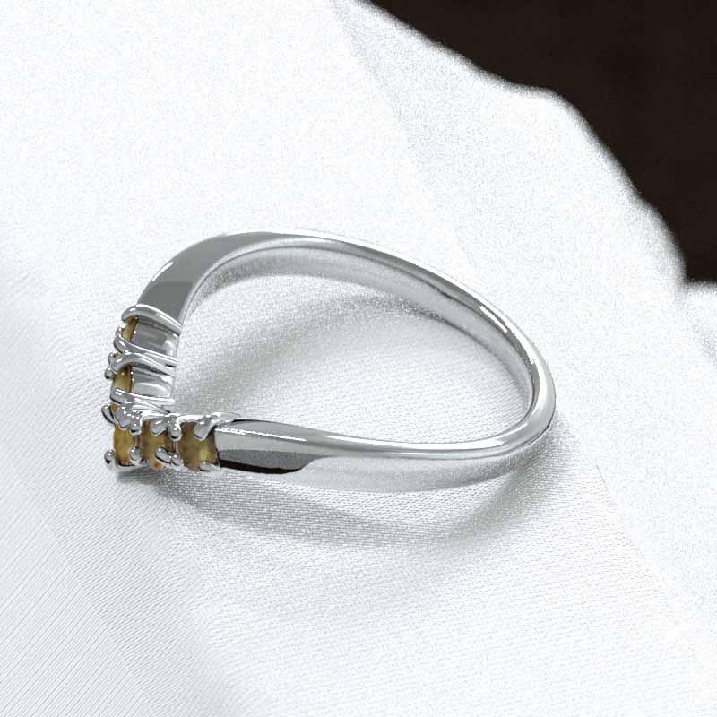ファイブストーン 白金（プラチナ）900 (黄水晶)シトリン 11月誕生石 リングの画像